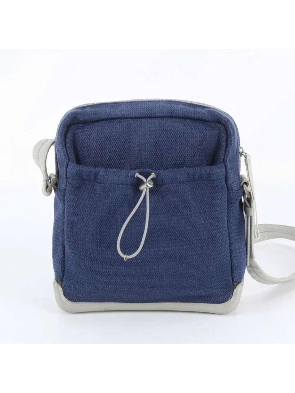 Prada Sports Mesh Leather Nylon Shoulder Bag Crossbody Messenger Navy